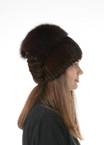 Женская зимняя вязаная шапка из меха норки Меховой Стиль стрекоза (256979401)