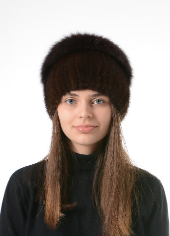 Жіноча зимова в'язана шапка з хутра норки Меховой Стиль стрекоза (256979401)