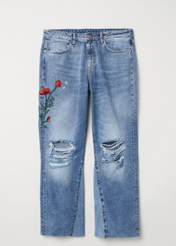 Синие летние джинсы с вышивкой H&M