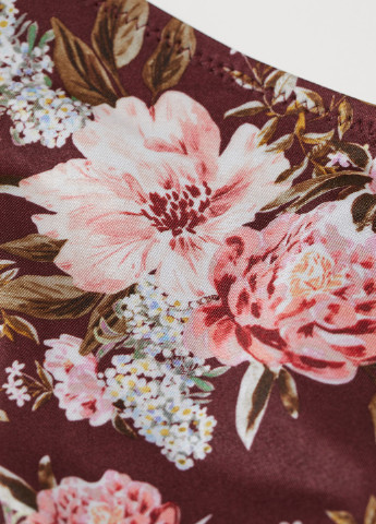 Бордовые купальные трусики с цветочным принтом H&M