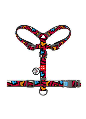 Шлея для собак анатомическая H-образная с QR-паспортом, рисунок "Граффити" M WAUDOG (257049923)