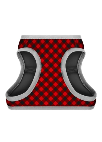 Шлея для собак м'який з QR паспортом, малюнок "Шотландка червона" S1 WAUDOG (257048233)