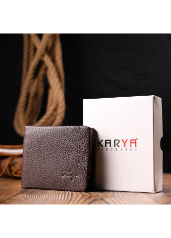 Мужское кожаное портмоне 11,5х9,2х2 см Karya (257045704)