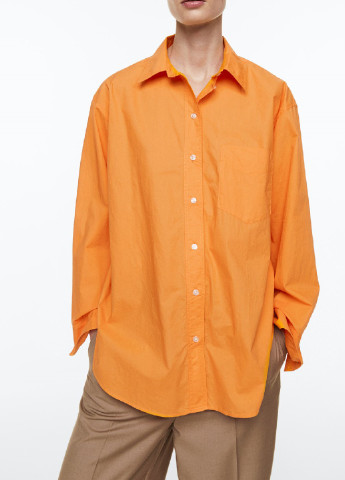 Оранжевая кэжуал рубашка однотонная H&M