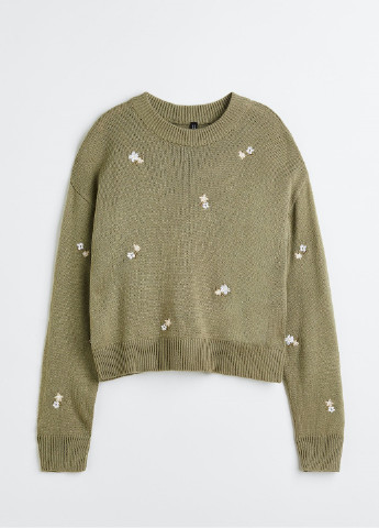 Оливковый (хаки) демисезонный свитер H&M