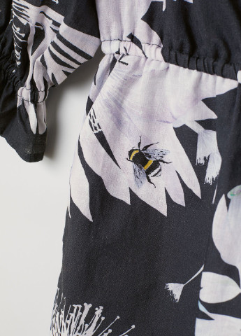 Комбинезон лен бленд H&M цветочный тёмно-серый кэжуал