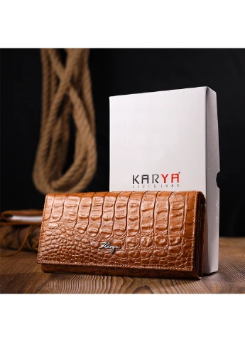 Женский кожаный кошелек 19,5х9,5х2 см Karya (257064092)