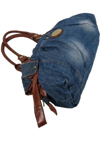 Жіноча джинсова, бавовняна сумка з двома ручками 38х31х11 см FASHION JEANS (257066223)