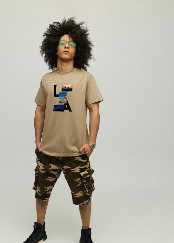 Хаки (оливковая) футболка мужcкая хаки с принтом YAPPI