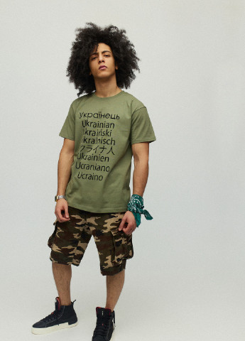 Хакі (оливкова) футболка чоловіча мілітарі з принтом YAPPI
