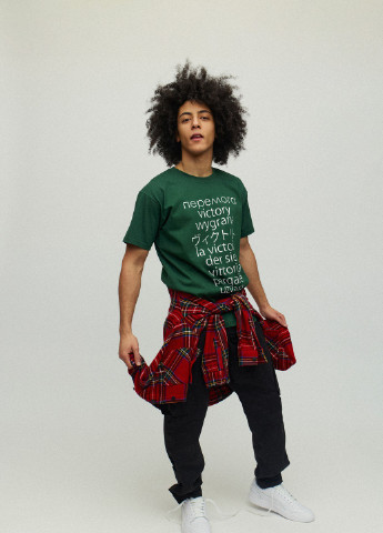 Темно-зелена футболка чоловіча зелена з принтом YAPPI