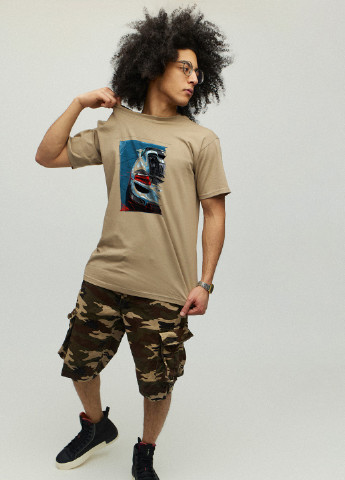 Хаки (оливковая) футболка мужcкая хаки с принтом YAPPI