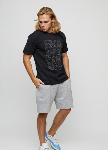 Черная футболка мужская basic черная с принтом YAPPI