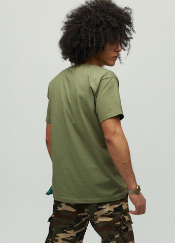 Хакі (оливкова) футболка чоловіча мілітарі з принтом YAPPI
