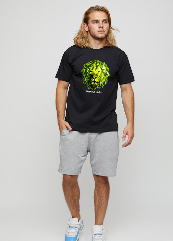 Черная футболка мужская basic черная с принтом YAPPI