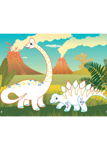Книга Первые раскраски с цветным контуром и наклейками. Динозавры 3743 Crystal Book (257077787)