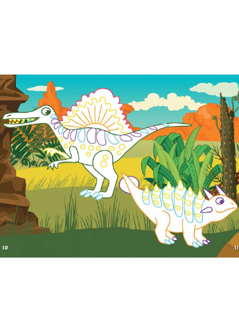 Книга Перші розмальовки з кольоровим контуром і наліпками. Динозаври 3743 Crystal Book (257078120)