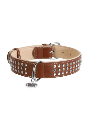 Ошейник для собак кожаный с QR паспортом, металлические украшения XL WAUDOG (257084107)