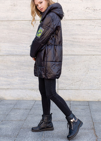 Черная демисезонная куртка женская демисезонная удниненная тина оверсайз MioRichi