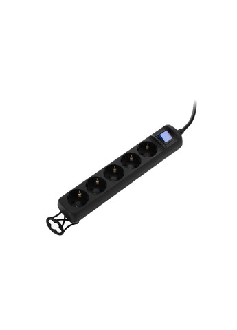 Мережевий подовжувач 5XSchuko з вимикачем, 5м, black (-U05ES15M5BK) 2E (257143363)