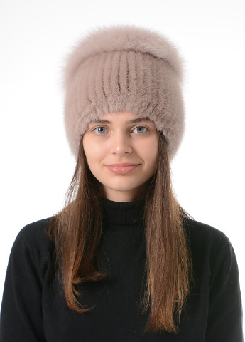 Жіноча зимова тепла норкова шапка на в'язаній основі Меховой Стиль колибри (257161617)