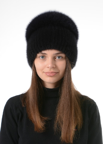 Жіноча зимова тепла норкова шапка на в'язаній основі Меховой Стиль колибри (257161619)