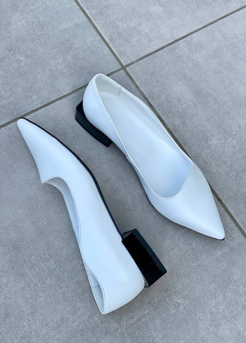 Жіночі балетки shoesband Brand | білі однотонні без декору натуральна шкіра (257113717)