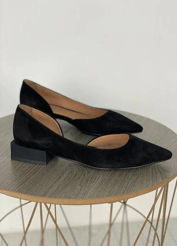 Женские балетки shoesband Brand | чёрные однотонные без декора натуральный велюр (257113716)