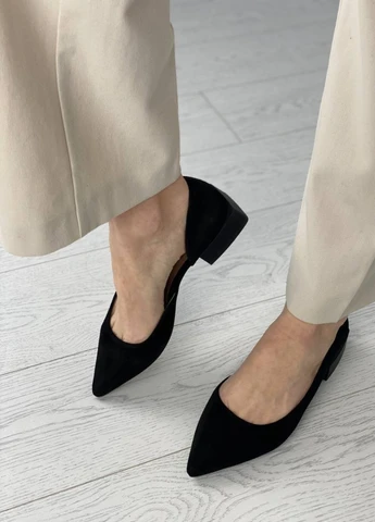 Женские балетки shoesband Brand | чёрные однотонные без декора натуральный велюр (257113716)