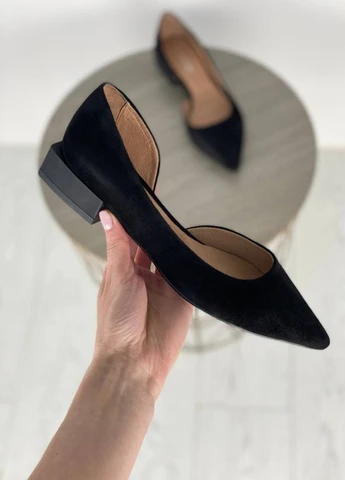 Женские балетки shoesband Brand | чёрные однотонные без декора натуральный велюр (257113716)