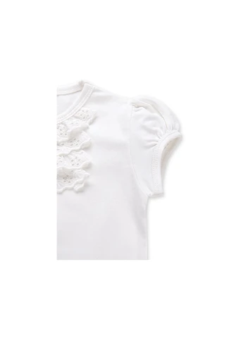 Комбінована футболка дитяча з мереживними рюшами (6640-98g-cream) Breeze