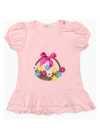 Комбинированная футболка детская с цветочками (14352-98g-pink) Breeze