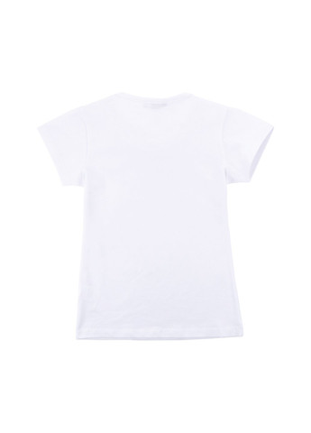 Комбинированная футболка детская с коротким рукавом и кружевной оборкой (7134-164g-white) Matilda