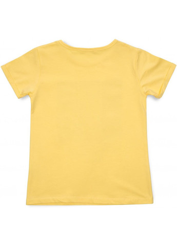 Комбинированная футболка детская с цветочками (15737-158g-yellow) Breeze