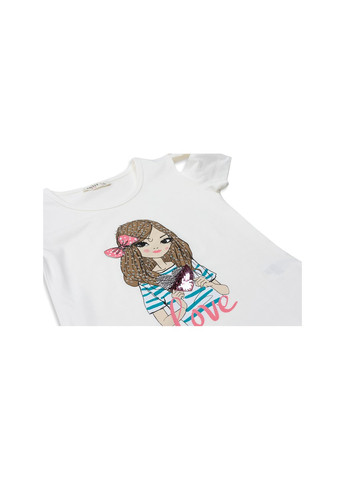 Комбинированная футболка детская с девочкой (12361-128g-cream) Breeze