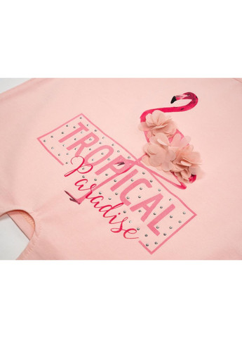 Комбінована футболка дитяча одяг з фламінго (3130-152g-peach) Smile