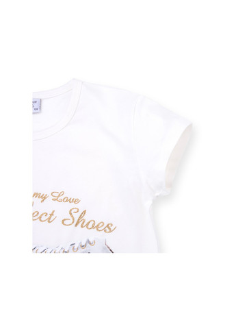 Комбінована футболка дитяча з кедами та стразами (8797-128g-beige) Breeze