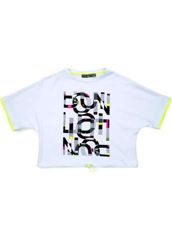 Комбінована футболка дитяча укорочена (7022-140g-white) A-yugi