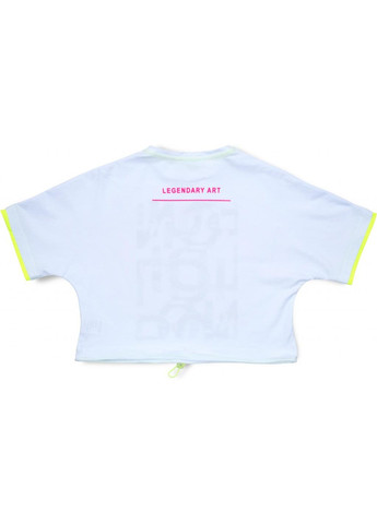 Комбинированная футболка детская укороченная (7022-140g-white) A-yugi