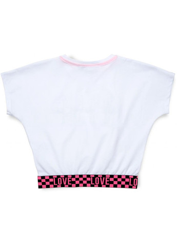 Комбинированная футболка детская укороченная (4114-146-white) A-yugi