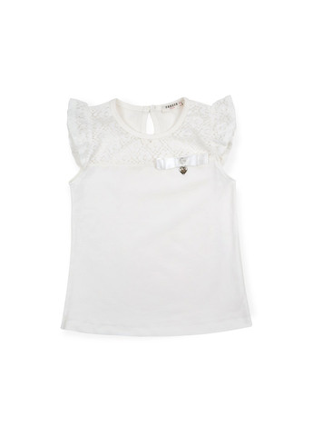 Комбінована футболка дитяча з мереживом (12904-140g-cream) Breeze