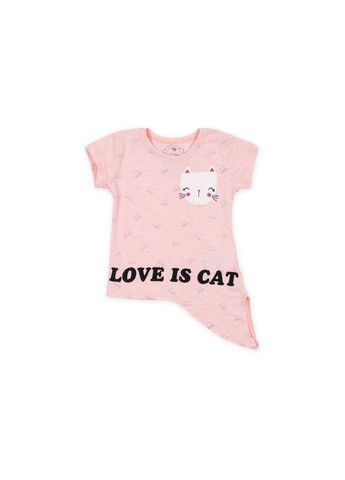 Комбінована футболка дитяча "love is cat" (5754-104g-peach) Haknur