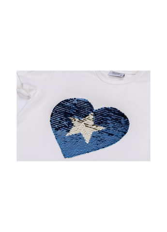 Комбинированная футболка детская с сердцем перевертышем (9287-116g-blue) Breeze
