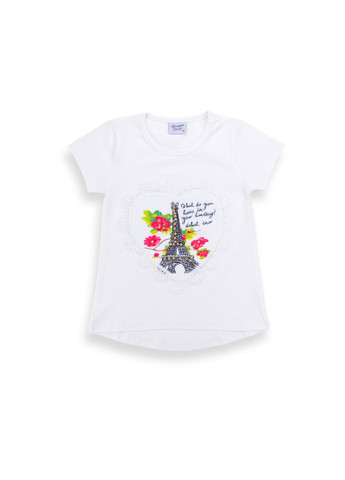 Комбинированная футболка детская с башней (8326-122g-white) Breeze