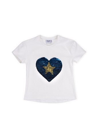 Комбинированная футболка детская с сердцем перевертышем (9287-110g-blue) Breeze