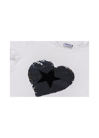 Комбинированная футболка детская с сердцем перевертышем (9287-110g-blue) Breeze