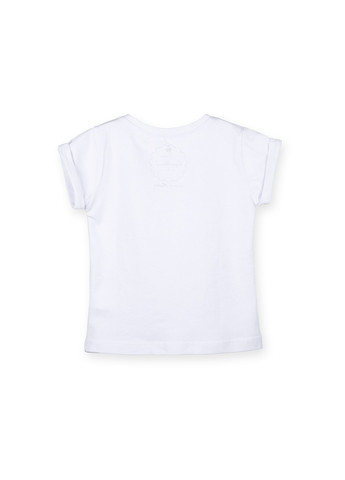 Комбінована футболка дитяча з квіточками та бусинками (5699-104g-white) Haknur