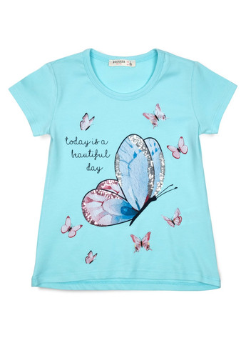 Комбінована футболка дитяча з метеликами (14111-104g-blue) Breeze