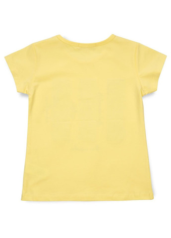 Комбинированная футболка детская с пайетками (14299-152g-yellow) Breeze