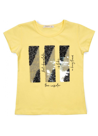 Комбінована футболка дитяча з паєтками (14299-152g-yellow) Breeze